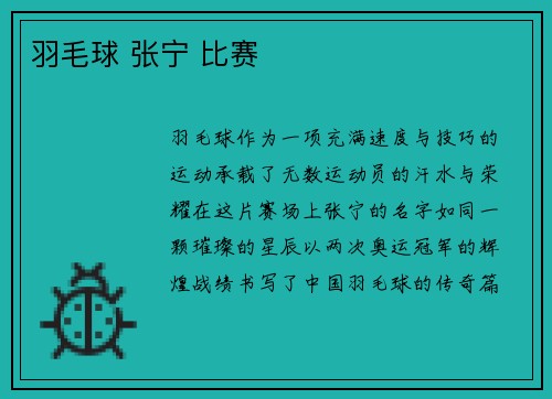 羽毛球 张宁 比赛
